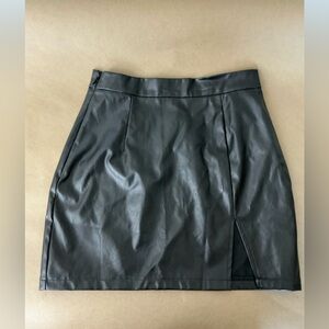 Black faux leather skirt